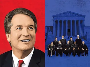 Audierile în urma nominalizării judecătorului Kavanaugh au început pe 4 septembrie. Dacă este confirmat, se va alătura (de la stânga la dreapta) judecătorilor Ginsburg, Kagan, Alito, Roberts, Sotomayor, Thomas, Gorsuch şi Breyer.