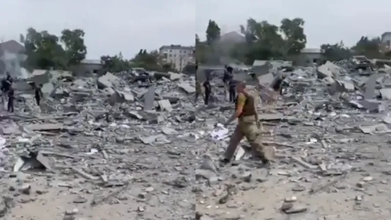 Cartierul general SSU rusesc din Lîsîceansk a fost distrus. 100 de ruși au fost uciși/FOTO: Captura video/Twitter/serhey_hayday