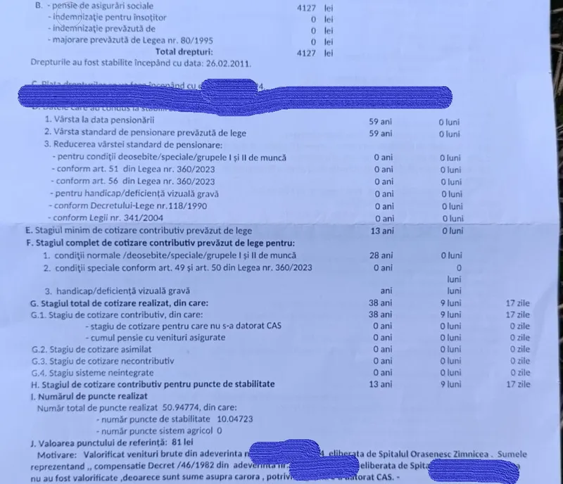 Decizie pensie Mica Recalculare