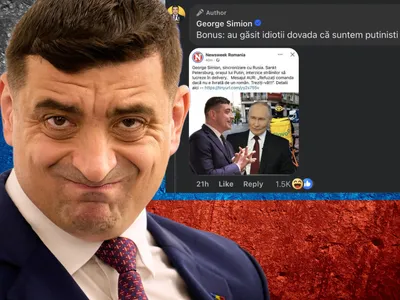 George Simion, supărat după ce Newsweek a dezvăluit că se coordonează cu Rusia: „Idioților!” - Foto: Colaj Newsweek - Profimedia - Facebook