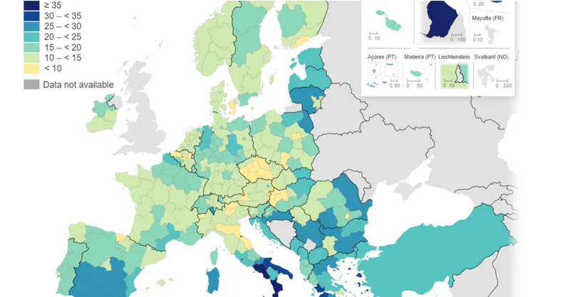Harta sărăciei în Europa - FOTO Captură Eurostat
