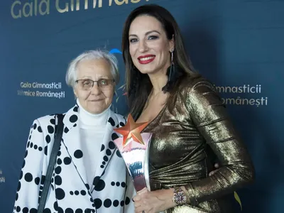 Antrenoarea Maria Gîrbă și Irina Deleanu, președinta Federației Române de Gimnastică Ritmică Foto: Facebook