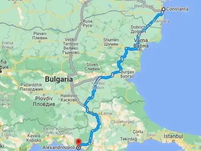 Autostrada Mării Negre va lega portul românesc Constanța de orașul-port grecesc Alexandroupolis, traversând Bulgaria, via Varna - Foto: Google Maps