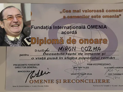 Miron Cozma, premiat pentru „o viață în slujba poporului român" de Andronescu, Tudorache și Talpeș Foto: NWR/INQUAM Photos