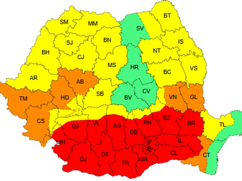 Hartă meteo - Foto: meteoromania.ro