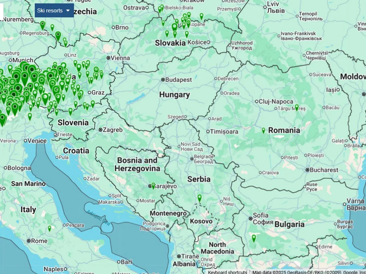 În Sud-Est-ul Europei nu se poate schia aproape nicăieri în decembrie 2025 - Foto: captură ecran