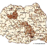 Răspândirea cazurilor de gripă în România. Sursa: Centrul de Control și Supraveghere a Bolilor Transmisibile