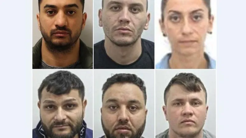 O bandă de 6 proxeneți români care au ajuns în arest. Răzvan Zidaru, (30) ; Valentin Ghelase, (35) ; Valentina Crețu, (31); Marius Șerban, (39); Valentin Caraman, (38); Mihaela-Diana Barbieru, (32), Foto: Lancashire Police