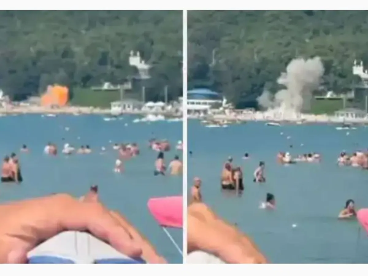 Momentul în care o dronă a Ucrainei este doborâtă de ruși pe o plajă la Marea Neagră - Foto: Profimedia Images (imagine cu  rol ilustrativ)