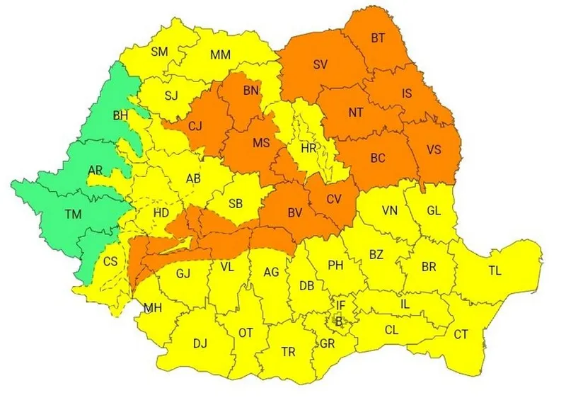 Cod Portocaliu de viscol - Foto: ANM