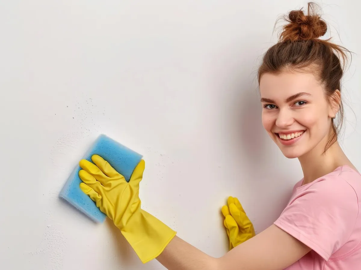 Femeie care șterge peretele - Foto: Freepik (Imagine cu rol ilustrativ)