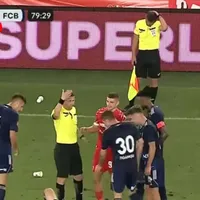 Dinamo - FC Botoșani, 1-0. Arbitrul de tușă, țintit în cap cu un pahar din Tribuna 2 - Foto: gsp.ro