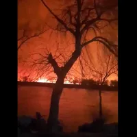 Incendiu puternic, în Delta Dunării, pe Brațul Sulina. De ce nu pot interveni pompierii - Foto: captură video