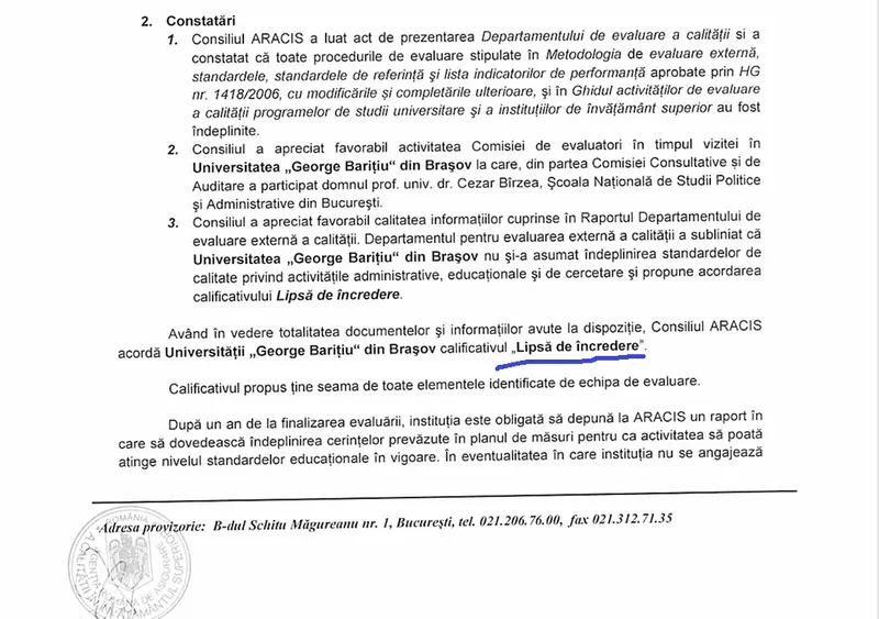 Evaluare Universitatea &bdquo;George Barițiu&rdquo; - Foto: Arhiva