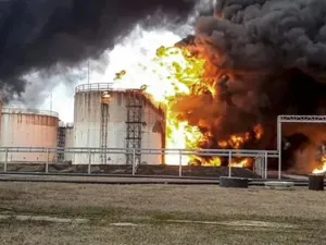 Pe 1 aprilie un incendiu a izbucnit la un depozit de țiței din Belgorod, Rusia- Foto: Ministerul rus al Energiei