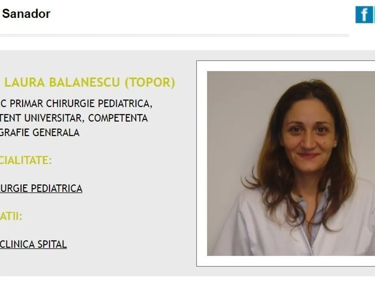 Prezentarea Laurei Bălănescu pe site-ul Sanador