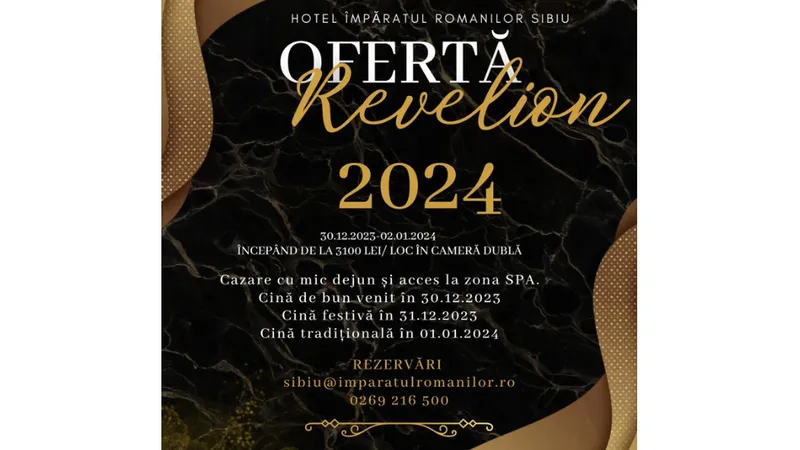 Revelion 2024, la Sibiu, cu până la 9.000 de lei pentru 3 nopți, sau 8 zile la 5 stele în Egipt? - Foto: captură ecran