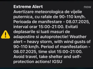 RO-ALERT în Cluj de furtuni puternice. Codul roșu vine cu rafale de vânt de 110 km/h - Foto: Screenshot