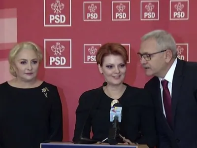 Viorica Dăncilă, alături de Lia Olguța Vasilescu și Liviu Dragnea, în vremurile în care PSD avea puterea. Foto: Antena 3