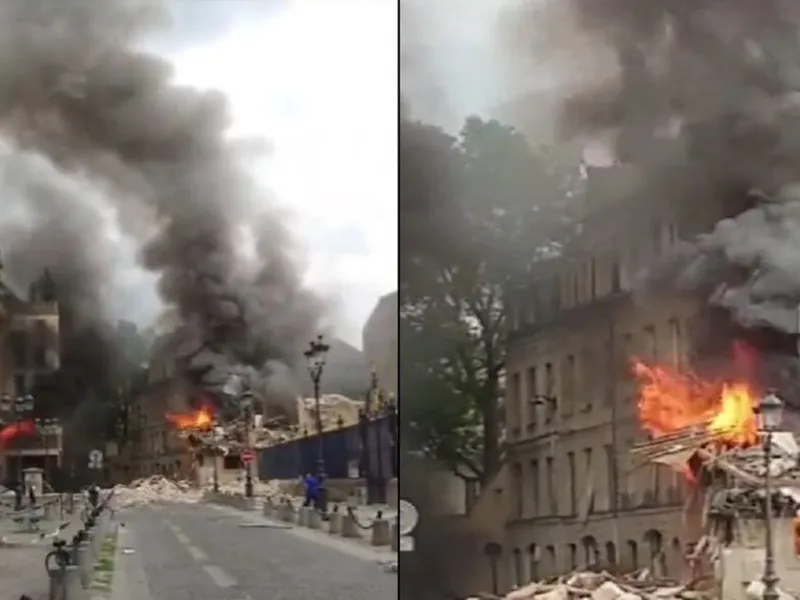 Explozie puternică la Paris. Fațada Academiei Americane s-a prăbușit - Foto: Captură video