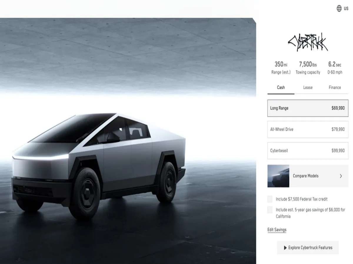 Tesla a lansat un Cybertruck ieftin, la 70.000 $. E „chel”. Nu are 4x4, nici suspensie adaptivă - Foto: captură ecran