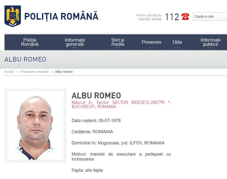 Romeo Albu, condamnat la 6 ani de pușcărie alături de Sorin Oprescu, dat și el în urmărire generală. / Foto: captură ecran