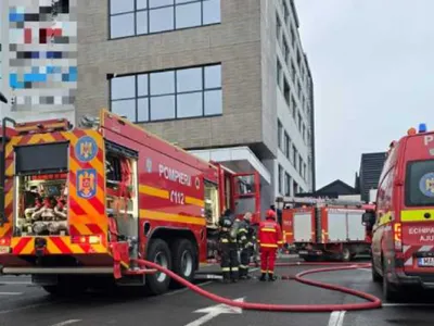 Incendiu la un hub din Mureș- Foto: ISU Mureș