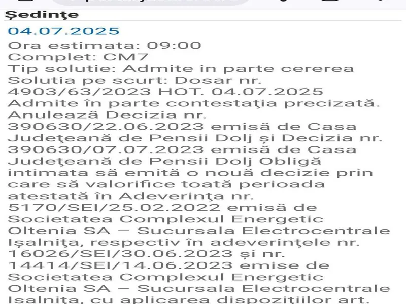 Foto: Instanța i-a dat câștig de cauză pensionarului
