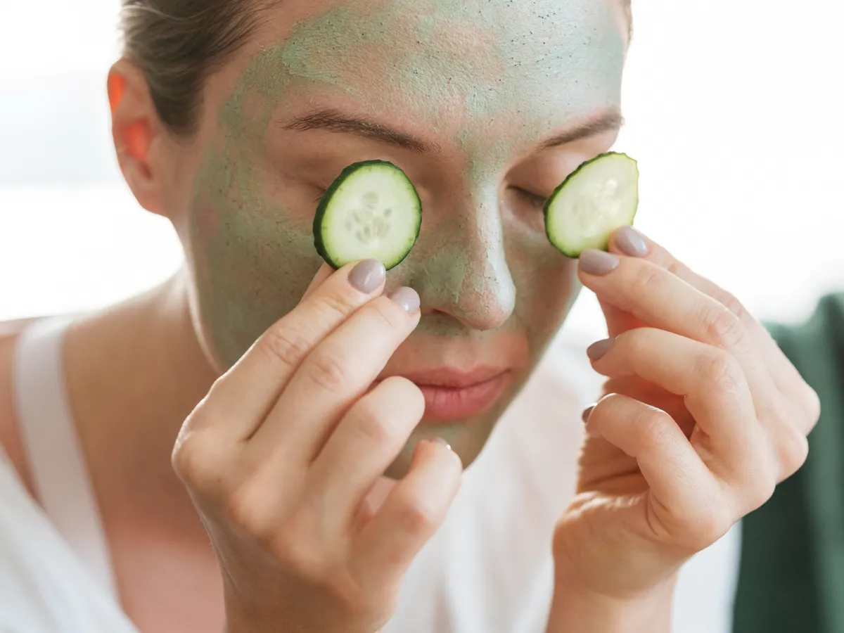 Persoană care și-a făcut o mască cu castraveți - Foto: Freepik (Imagine cu rol ilustrativ)