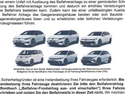 Ai unul dintre aceste 6 modele Volkswagen? Nu mai folosi scaunul din dreapta față. E pericol! - Foto: autobild.de