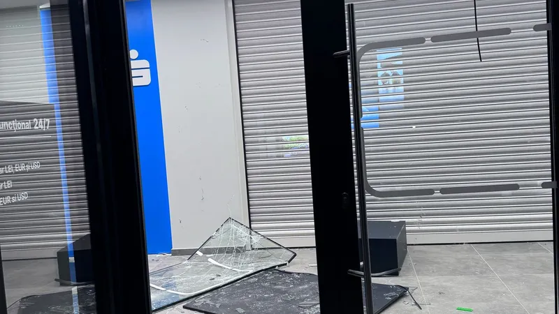 O bancă din București, vandalizată de un cetățean grec. S-a enervat și a început să spargă lucruri - Foto: amator