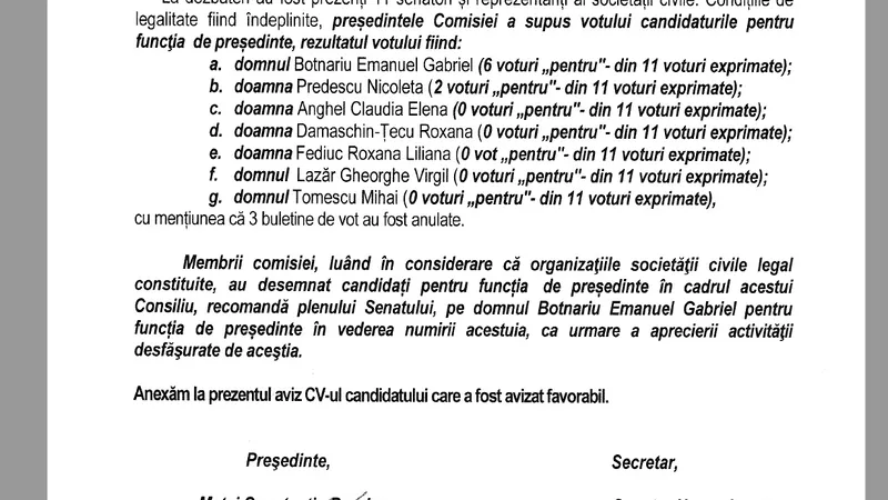 Fragment din avizul trimis de către Comisia de drepturile omului către plenul senatului, consultat de Newsweek România