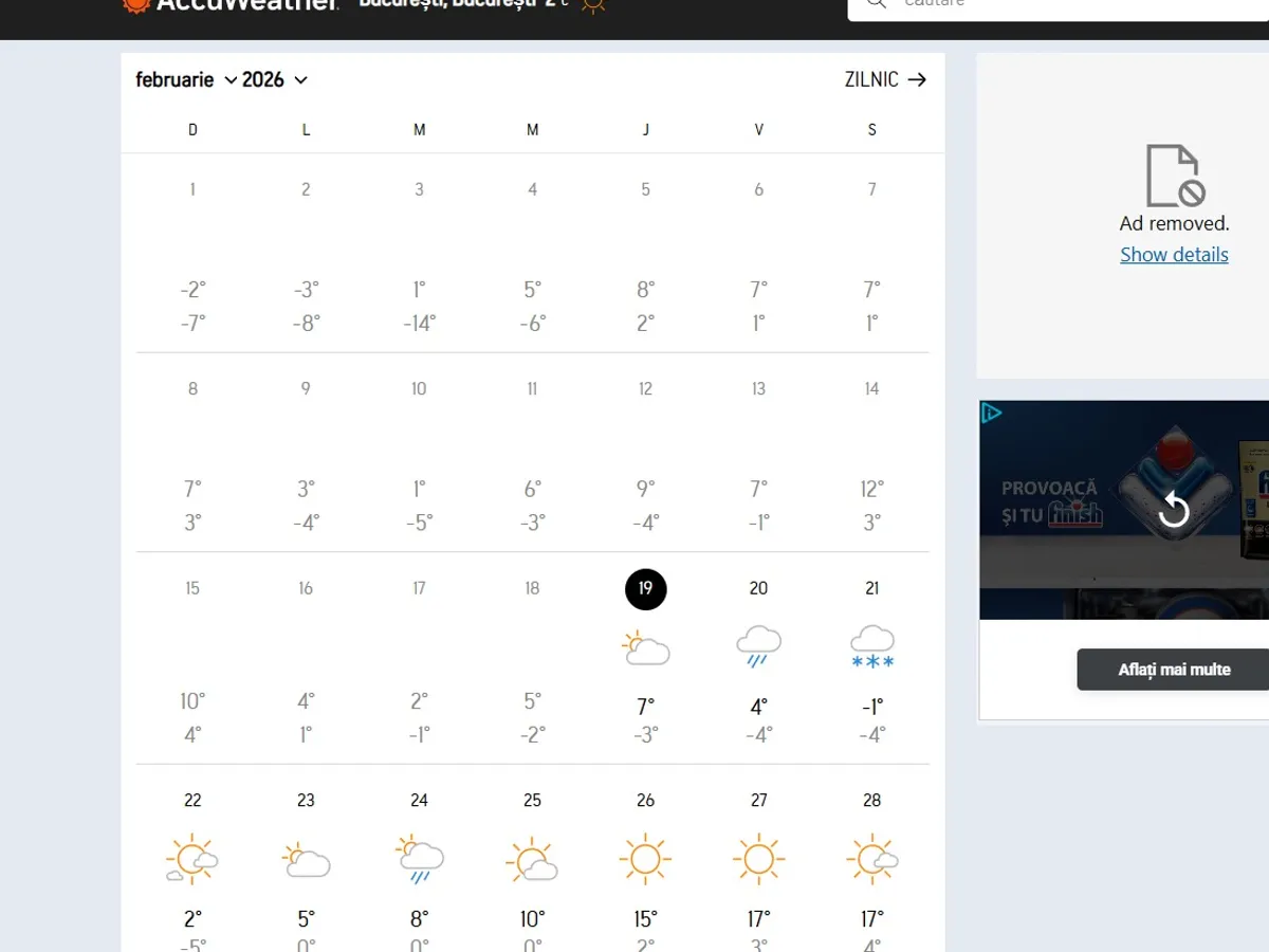 Vreme București Foto: captură Accuweather