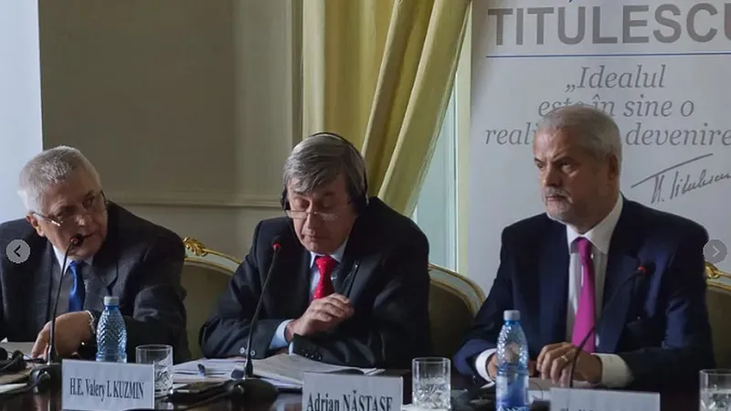 Adrian Năstase, cu Valeri Kuzmin, la Fundaţia Titulescu - Foto: Facebook