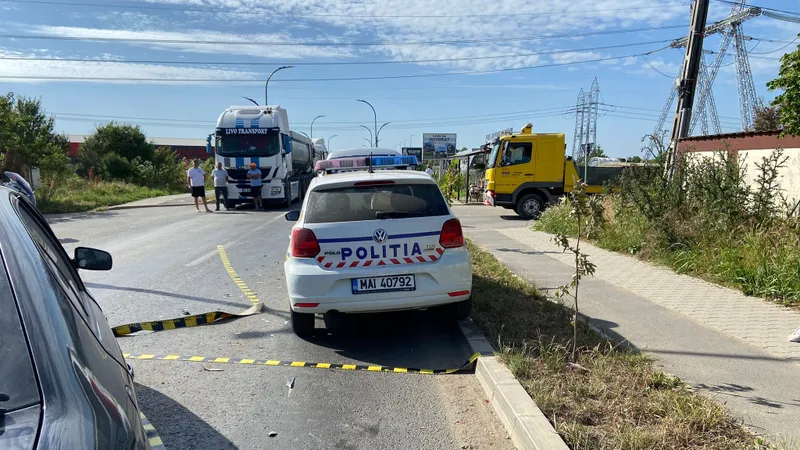 Accident cu mașina poliției pe un drum din Ilfov Foto: amator