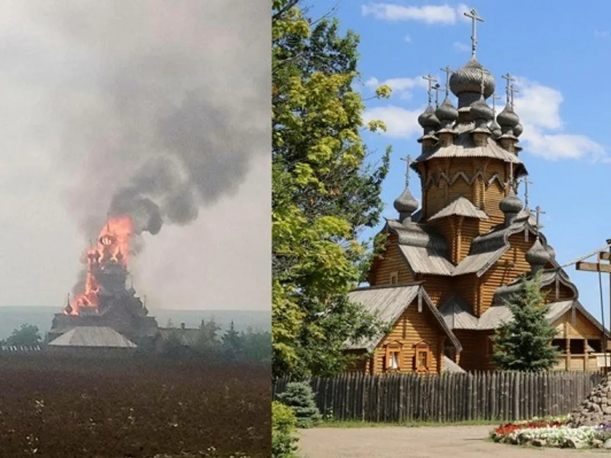 Mănăstirea Adormirea Maicii Domnului din Sviatogorsk, bombardată de ruși. / Foto: raskolam.net
