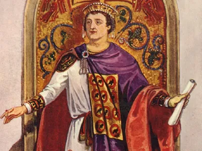 Împăratul roman Justinian, în purpuriul regal - Foto: Profimedia Images
