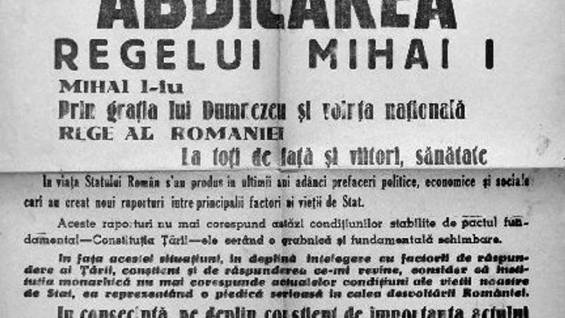 Abdicarea regelui, prezentată în organul de presă comunist Scânteia. Sursa: RADOR