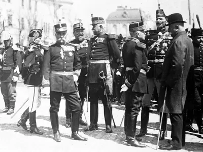 Grup de ofițeri superiori români în timpul Primului Război Mondial - Foto: Biblioteca Congresului SUA