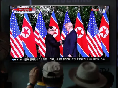 Trump și Kim, la Singapore         Foto: Guliver/ Getty Images