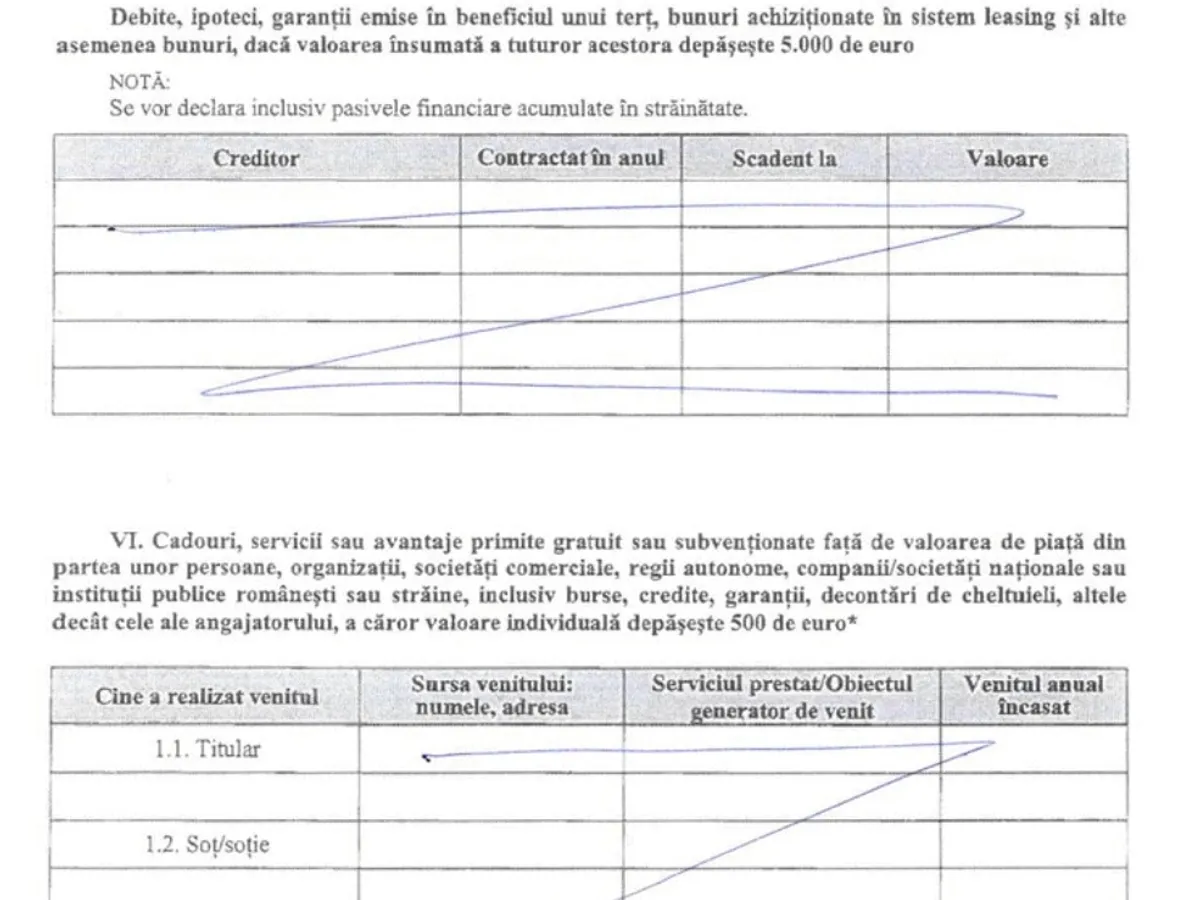 Declarația de avere a Dumitrinei Mitrea, publicată pe site-ul Camerei Deputaților.
