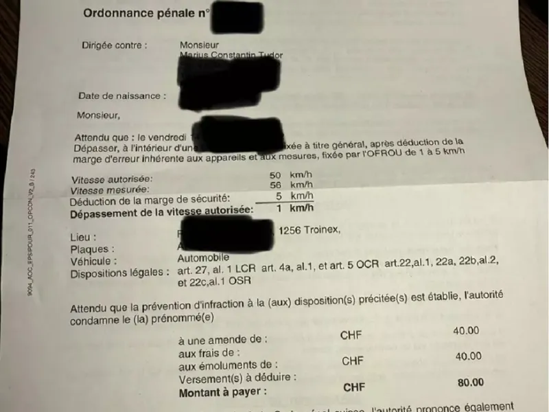 amendă în Elveția - Foto: captură Libertatea