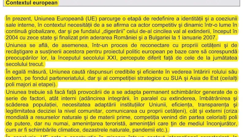 Pasaj din „Strategia Post-aderare la UE“...