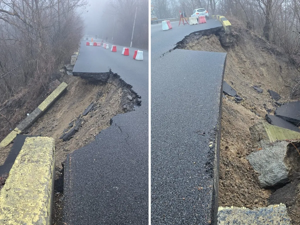 VIDEO Drumul dintre orașele Câmpina și Cornu s-a rupt. Autoritățile se tem că se va surpa complet