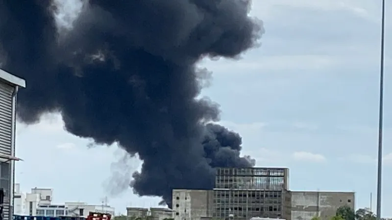 Incendiu puternic pe platforma Săvinești din Neamț - Foto: Martori