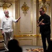 Actorul Vlad Ivanov (stânga) și compozitorul și percuționistul Lucian Maxim- Foto: Ambasada României în SUA