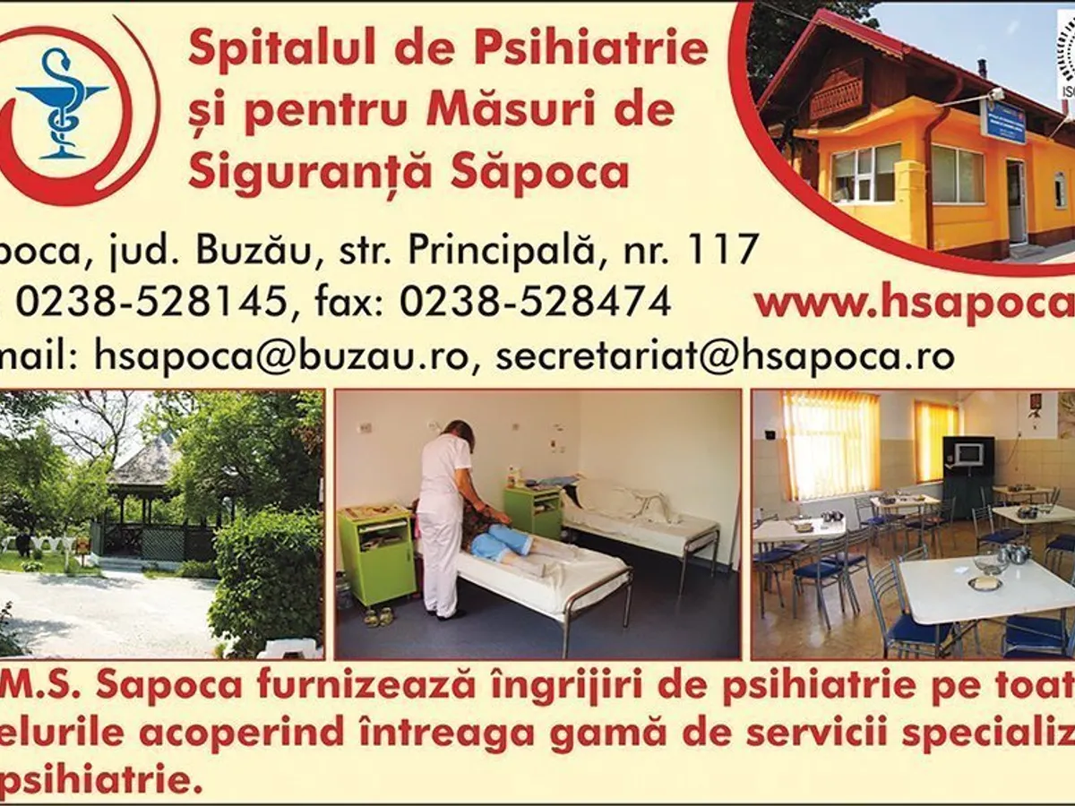 EȘEC Spitalul de Psihiatrie Săpoca, aflat în subordinea Ministerului Sănătății, își face reclamă cu serviciile oferite. Rapoartele de monitorizare din 2017 arată că, printre altele, oamenii sunt legați de paturi