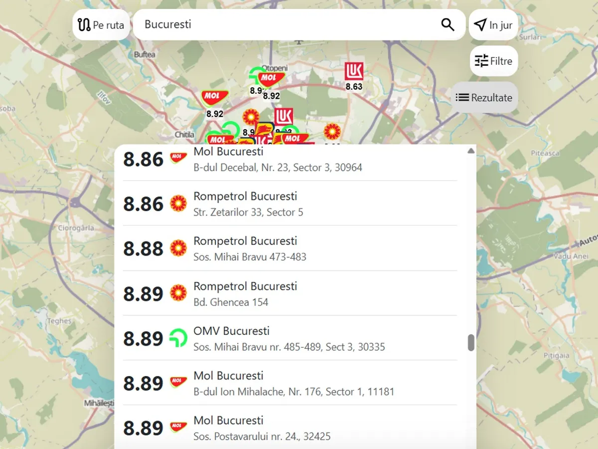 Prețul motorinei premium în București, 2 martie 2026 - Foto: captură ecran