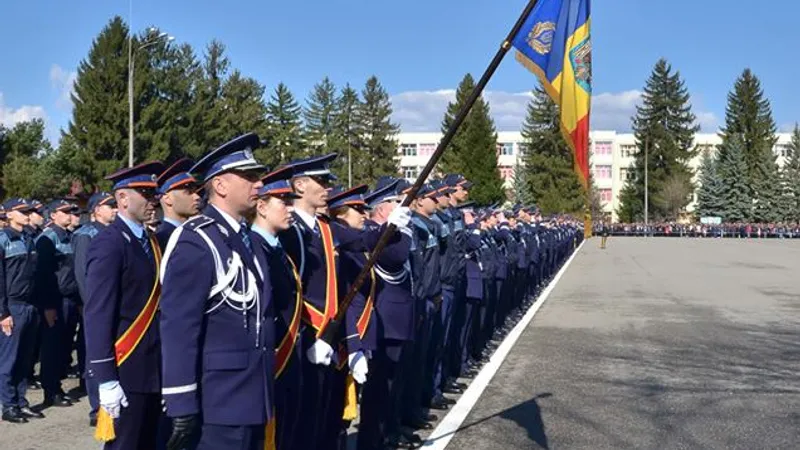 Polițiști la depunerea jurământului. Foto: Facebook Poliția Română