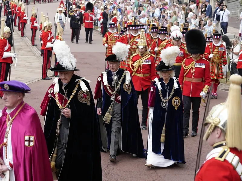 Regele Charles în prima procesiune a Ordinului Jartierei-Foto: Profimedia Images